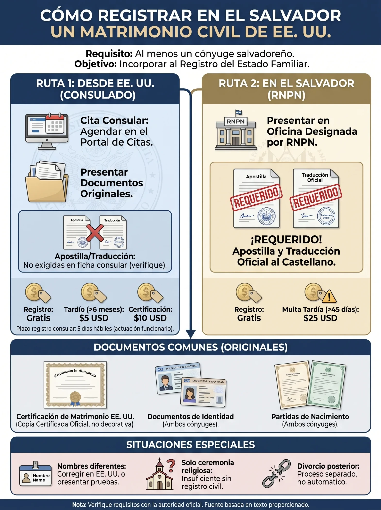 Cómo Registrar en El Salvador un Matrimonio Celebrado en Estados Unidos